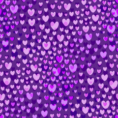 Purple hearts pattern vector background. Valentines Day seamless pattern