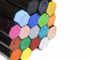 Color Crayons on white background.