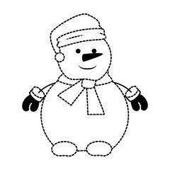 snowman with christmas hat kawaii character