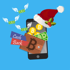 bitcoin payment on christmas holidays concept