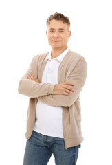 Fototapeta premium Handsome mature man, isolated on white