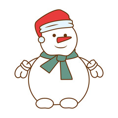 snowman with christmas hat kawaii character