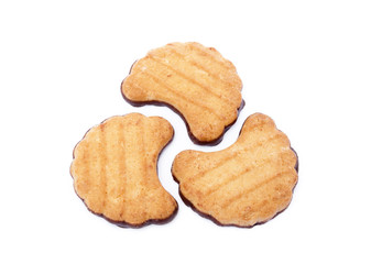 Tasty cookies biscuits isolated on white background