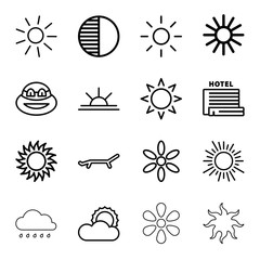 Set of 16 sunset outline icons