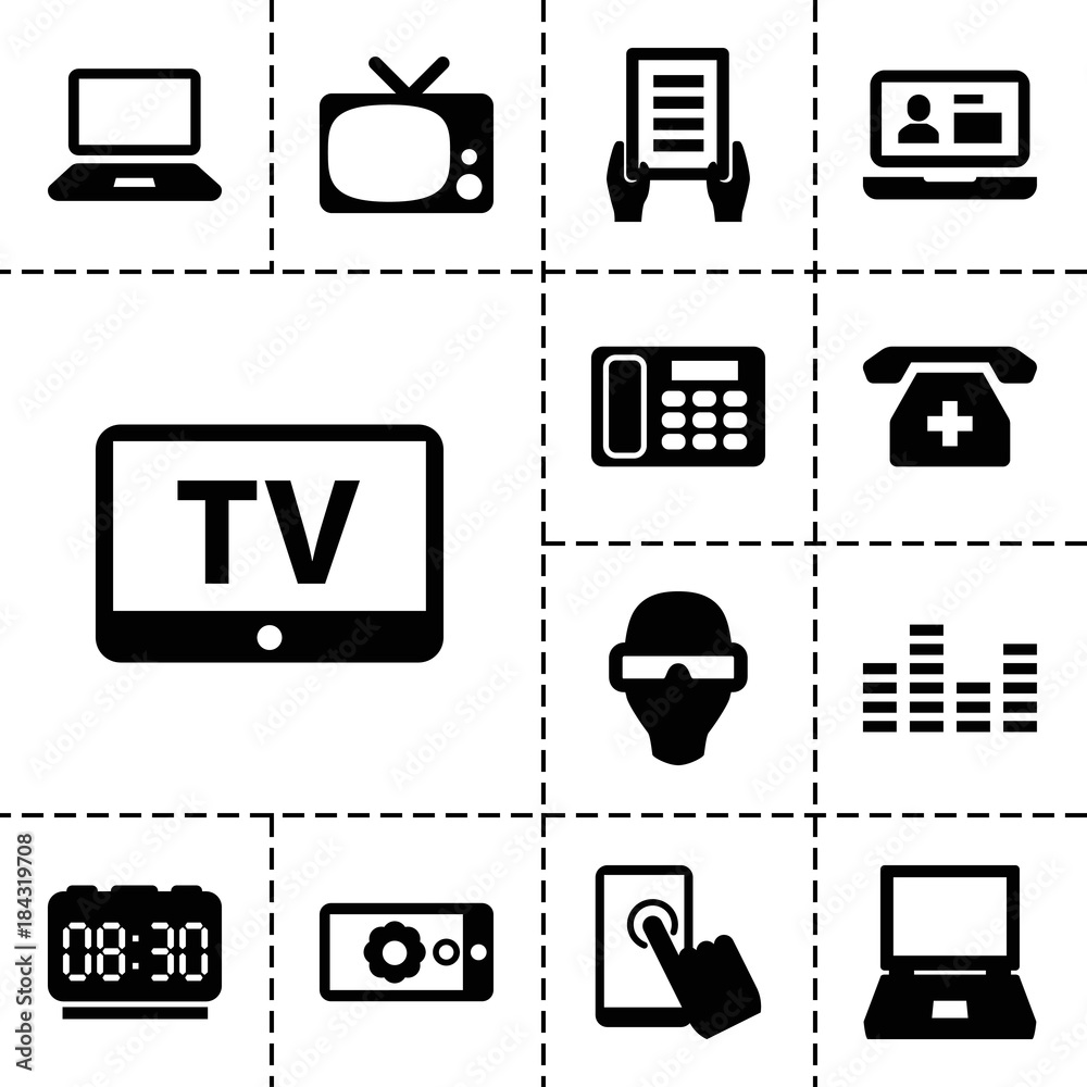 Poster Display icons. set of 13 editable filled display icons
