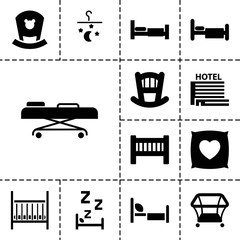 Bed icons. set of 13 editable filled bed icons