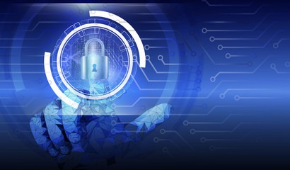  hand and circle tech on technology background design