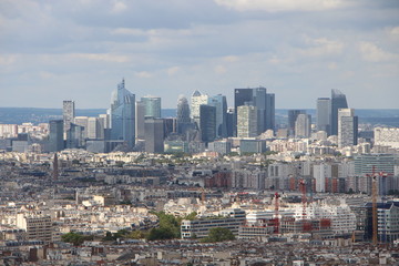 Aerial view of Paris with business district.  France