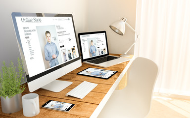 online shop responsive concept on devices