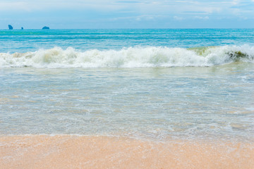 sea surf, beautiful beach with gentle sand, Krabi resort, Thailand