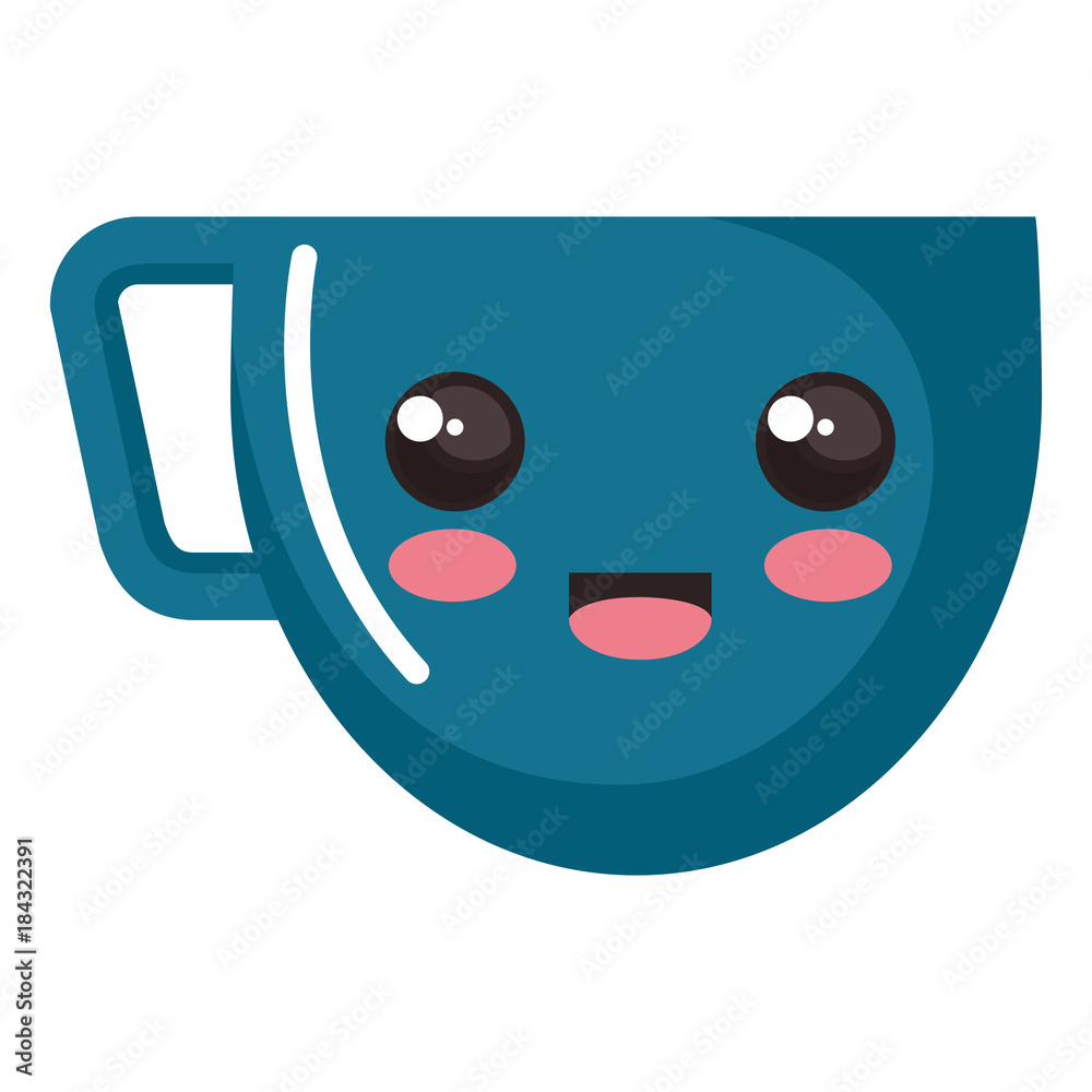 Poster coffee cup kawai character