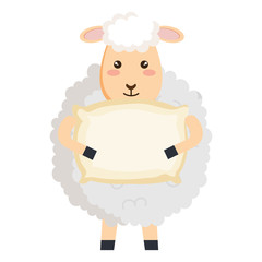 cute sheep with pillow character icon