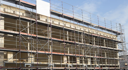 scaffolding at the construction site