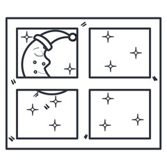 bedroom windows night isolated icon