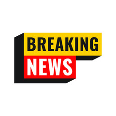 Breaking news. Vector illustration poster, banner, logo, badge on white background.