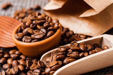 coffee beans.Roasted coffee beans goals.Packaging for coffee