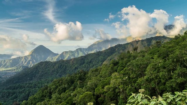 Mountains at the Taman Wisata Pusuk Sembalun Viewpoint timelapse, Lombok, Indonesia