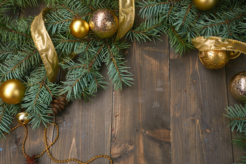 Christmas decoration on the wood board