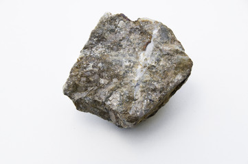  copper iron sulfide mineral isolated over white