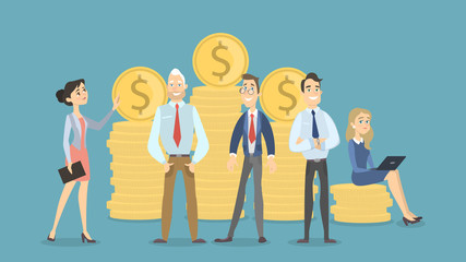 Business people with coins.