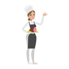 Isolated female chef.