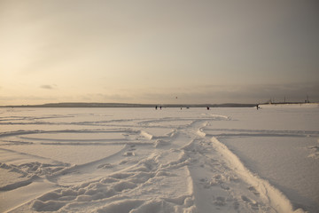 Winter frozen lake