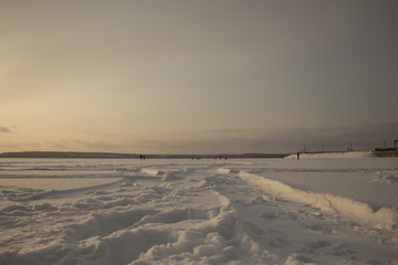 Winter frozen lake