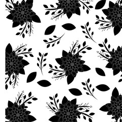 seamless pattern flowers leaves branch decoration image vector illustration