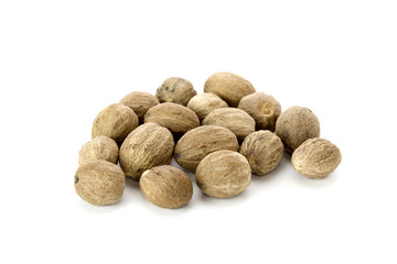 Nutmeg on white background