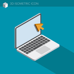 ordinateur portable icône 3D isométrique - laptop 3D isometric web icon