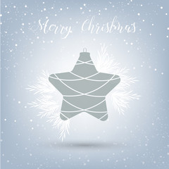 Christmas card with a ball and Christmas tree branches