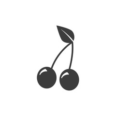 Monochrome isolated cherry icon on white background