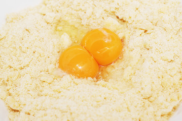 Egg yolk in Flour Dough, Food Recipe Preparing