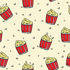 Seamless pattern with pop corn. Vector illustration.