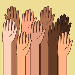 Raised Hands Illustrations for Volunteering Concept