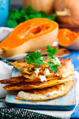chebureks from a lavash with pumpkin.style rustic