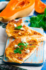 chebureks from a lavash with pumpkin.style rustic