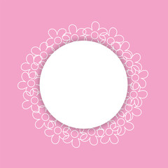 abstract floral frame on a pink background. For prints, greeting cards, invitations, wedding, birthday, party, Valentine's day.