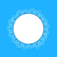abstract floral frame on a blue background. For prints, greeting cards, invitations, wedding, birthday, party, Valentine's day.