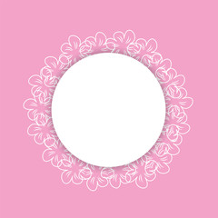 abstract floral frame on a pink background. For prints, greeting cards, invitations, wedding, birthday, party, Valentine's day.