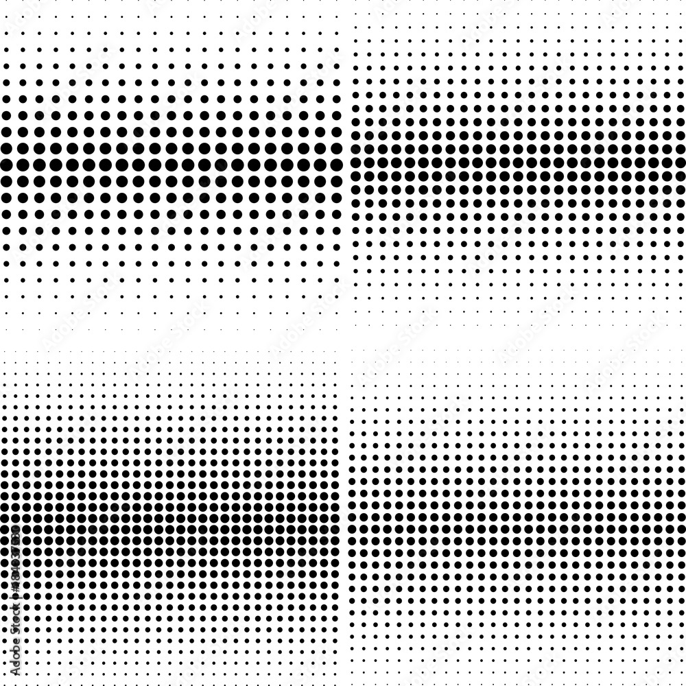 Wall mural set of halftone dotted backgrounds. halftone effect vector patterns collection. circle dots isolated