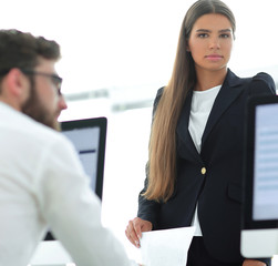 closeup of employees in the workplace