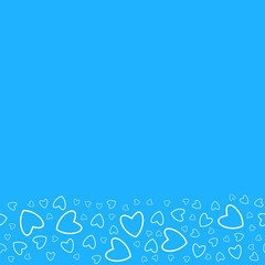 frame of hearts on a blue background prints, greeting cards, invitations for holiday, birthday, wedding, Valentine's day, party.