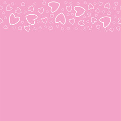 frame of hearts on a pink background prints, greeting cards, invitations for holiday, birthday, wedding, Valentine's day, party.