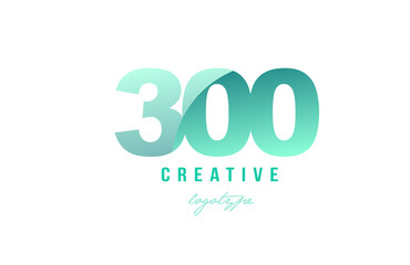 300 green pastel gradient number numeral digit logo icon design
