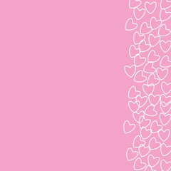 frame of hearts on a pink background prints, greeting cards, invitations for holiday, birthday, wedding, Valentine's day, party.