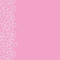 frame of hearts on a pink background prints, greeting cards, invitations for holiday, birthday, wedding, Valentine's day, party.