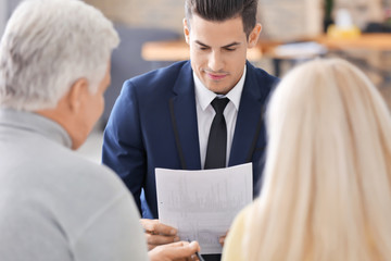 Senior couple meeting with consultant in office