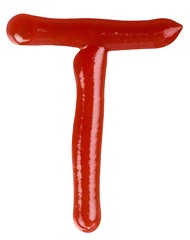 Naklejka premium Ketchup T Letter Isolated