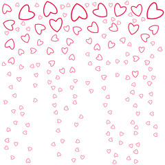 falling hearts on white background. For prints, greeting cards, invitations, wedding, birthday, party, Valentine's day.